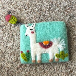 lama 3d felt pouch handmade!
